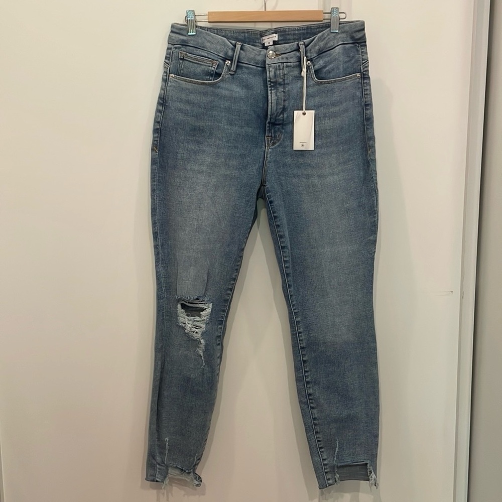 Good American Good Leg Blue Ripped Jeans
